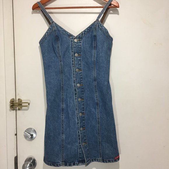 VINTAGE BONGO DENIM MINI DRESSES SIZE 9 - Picture 2 of 7